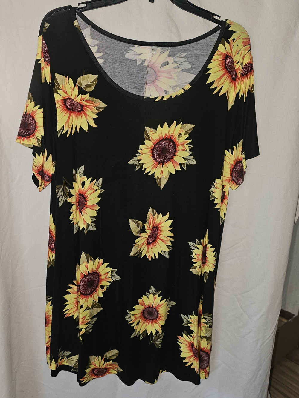Black Sunflower Print Top